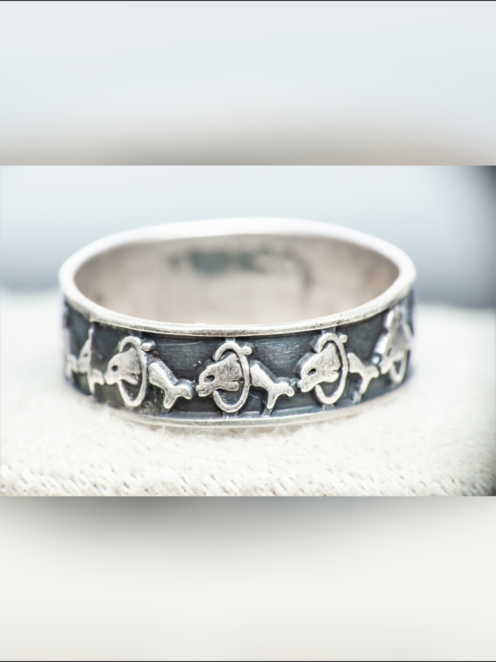 Size 6 - Vintage Mexico 925 Sterling Silver Jumping Dolphin Band Ring